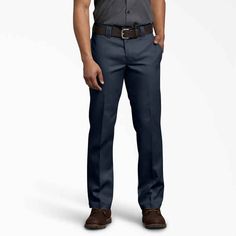 FLEX Slim Fit Straight Leg Work Pants | Dickies - Dickies US Fitted Classic Cargo Pants, Classic Fitted Cargo Pants, Fitted Cargo Pants With Standard Cut Leg For Workwear, Slim Fit Work Pants With Belt Loops, Flat Front Work Pants With Belt Loops, Standard Cut Work Pants With Belt Loops, Business Straight Leg Work Pants With Belt Loops, Business Work Pants With Straight Leg And Belt Loops, Business Work Pants With Belt Loops And Straight Leg