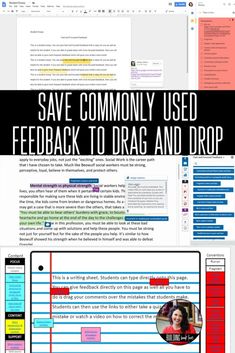 two screens with text that reads save commonly used feedback to drag and drop