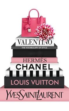 a stack of books with the words valentine's chanel and louis vuitton