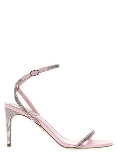 'Ellabrita' leather sandals with rhinestone appliqué, adjustable strap, heel. Composition: Pink Sandals Heels, Rene Caovilla, Pink Sandals, Embellished Sandals, Crossbody Tote Bag, Lace Boots, Leather Accessories, Clutch Handbag, Womens Heels