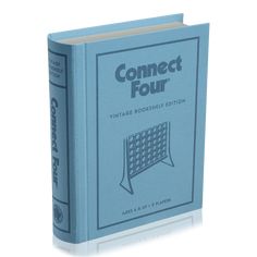 a blue book with the title connect four written in black on it's cover