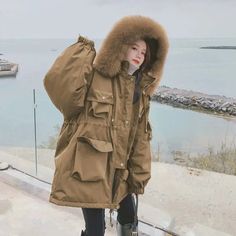 Women's Winter Hooded Parka Coats with Midi Padded Jackets European Shoes, Sweater Hat, Hooded Dress, Hooded Parka, Winter Adventure, Parka Coat, Hooded Coat, Padded Jacket, Cool Suits