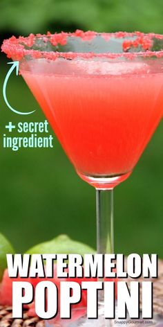 watermelon poptini cocktail in martini glass Recipe With Watermelon, Cocktail Watermelon, Easy Summer Cocktail Recipes, Best Mixed Drinks, Easy Summer Cocktails, Cocktail Summer, Frozen Drink, Boozy Drinks, Summer Cocktail Recipes