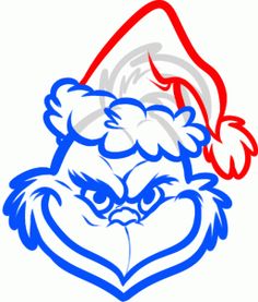 an image of a santa hat on top of a blue and red mascot head in the shape of a heart