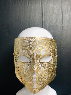 GOLD (& more colors!) Masquerade Ball Masks for men in Traditional Venetian Metal filigree Luxury Bauta Mask design in a variety of other color Thank you for supporting small businesses and hope our products bring you and loved ones some joy and humor in these trying times. S H I P P I N G - Current processing times range 5-7 days. Pls note expedited & 1-2 day guaranteed delivery services offered will still require the same processing times. I N C L U D E D Mask comes with matching ribbo Masquerade Mask Men, Roman Mask, Bauta Mask, Black Plague Doctor, Mask Masquerade Ball, Elegant Face Mask, Doctor Halloween, Masquerade Ball Masks, Plague Doctor Costume