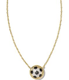 From Kendra Scott&#x2C; this necklace features:Short pendant necklace14k gold/rhodiumLobster clasp w/single adjustable slider bead closureApprox. 19" lengthApprox. 0.51" L X 0.49" W pendantImported. Kendra Scott Soccer Necklace, Preppy Necklace, Soccer Necklace, Preppy Necklaces, Short Pendant Necklace, Soccer Stuff, Wishlist 2024, Preppy Christmas, Kendra Scott Necklace