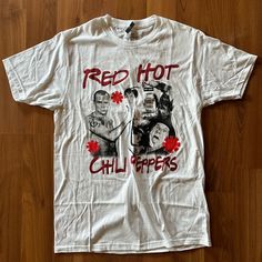 Nwt Red Hot Chili Peppers T-Shirt Size Medium Hot Topic Summer Band Merch Red Tops, Red Band Merch Tops For Summer, Red Graphic Print Band Merch Tops, Red Band Merch T-shirt With Graphic Print, Red Band Merch Tops With Screen Print, Red Band Merch Top With Screen Print, Red Graphic Tee With Screen Print, Red Cotton Band Merch Top, Red Graphic Print Top For Fan Merchandise