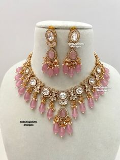 Premium Quality tyani inspired uncut real Kundan  necklace set/ Real uncut Kundan Polki necklace/ Uncut Kundan  Polki/ Bridal sets/Reception/Wedding/bridal jewelry/ Indian jewelry /Kundan Jewelry/pink  All items are shipped from Brampton, Ontario, Canada. If you need your item by a certain day, please reach out to us for express delivery option before placing the order so that we can update the shipping for you before you place the order. Standard shipping/delivery timeline Below are the estimat Pink Meenakari Jewelry For Eid, Pink Bollywood Style Tikka As Gift, Festive Pink Jewelry For Eid, Pink Festive Jewelry For Eid, Pink Traditional Necklace With Stone Work, Pink Bollywood Necklace With Hand Set, Bollywood Style Pink Jewelry With Stone Work, Pink Temple Jewelry Tikka For Festive Occasions, Pink Temple Jewelry Tikka For Festivals