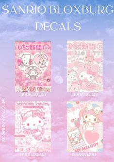 an advertisement for sanrio bloxburg decals with hello kitty on it