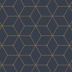 an abstract geometric pattern with lines and dots in gold on a dark blue background, suitable for wallpaper or fabric