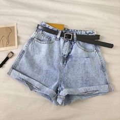 Brand Name: FitaylorMaterial: PolyesterDecoration: HOLEDecoration: SashesOrigin: CN(Origin)Waist Type: HIGHPant Style: RegularGender: WOMENFit Type: LOOSEAge: Ages 18-35 Years OldStyle: CasualModel Number: R20603BItem Type: ShortsFabric Type: DenimClosure Type: Button FlyMaterial Composition: denimPattern Type: Solid Belted Short Length Spring Bottoms, Blue Belted Bottoms For Summer, High Waist Belted Shorts For Spring, Blue Bottoms With Belt For Summer, Blue Summer Bottoms With Belt, Casual Denim Bottoms With Belt, Summer Cotton Bottoms With Belt, Trendy High Waist Belted Shorts, Casual Spring Jeans With Belt