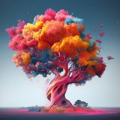 a colorful tree with lots of colors on it