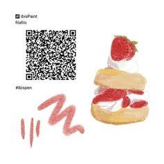 a drawing of a sandwich with strawberries on it next to a qr code