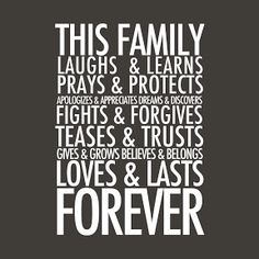 this family rules poster is black and white with the words, love's last forever