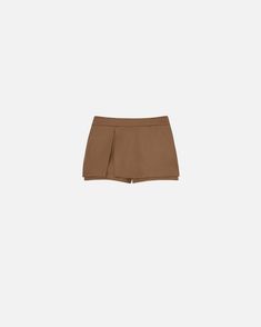 Slim-fitting shorts in stretch wool-blend flannel, featuring a panel over the front and back that creates a distinctive, mini skirt-like effect. A perfect, comfortable look in one move, thanks to the elasticated pull-on waist. Brown Stretch Mini Length Bottoms, Stretch Brown Mini Length Bottoms, Brown Workwear Shorts, Brown Shorts For Workwear, Chic Brown Skort For Workwear, Fitted Brown Bottoms With Short Inseam, Brown Fitted Shorts, Fitted Brown Shorts For Fall, Brown Mini Length Bottoms For Workwear