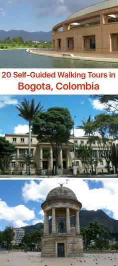 two pictures with the words 20 self - guided walking tours in bogota, colombia