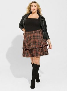 Mini Crinkle Flannel Gauze Tiered SkirtMini Crinkle Flannel Gauze Tiered Skirt, NEXT TARTAN PLAID Dark Academia Outfits, Denim Skirt Fashion, Skirt Images, Academia Outfits, Skirts Denim, Solid Color Sweater, Sequin Sleeve, Tulip Skirt, Skirts Online