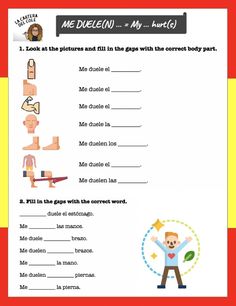 a worksheet with words and pictures on it