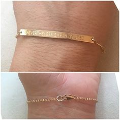 Kara Meyering added a photo of their purchase Minimalist Gold Engraved Bracelet, Minimalist Gold Engraved Bracelets, Elegant Gold Nameplate Bracelet, Minimalist Gold Nameplate Bracelet, Classic Gold Name Bracelet For Weddings, Adjustable 14k Gold Bracelet, Adjustable Gold Name Bracelet For Formal Occasions, Elegant Metal Name Bracelet For Anniversary, Gold Metal Name Bracelet For Anniversary