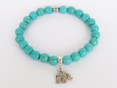 Bracelet for women Gift sister Elephant Bracelet for mom Bracelet for her, Turquoise Jewelry Turquoise Elephant Jewelry, Mint Bracelet This beautiful beaded bracelet is made with high quality 8mm Turquoise Howlite beads and Elephante charms strung on a very strong clear elastic cord. Please choose the size for your bracelet. See more bracelets here: https://www.etsy.com/shop/BonBonStones?ref=hdr_shop_menu If you have any questions please feel free to contact me Nickel Free Turquoise Beaded Bracelets As Gift, Nickel-free Turquoise Beaded Bracelets As Gift, Nickel-free Turquoise Beaded Bracelet Gift, Nickel-free Turquoise Beaded Bracelet For Gift, Turquoise Beaded Charm Bracelet Gift, Hypoallergenic Turquoise Stretch Bracelet Gift, Turquoise Stretch Bangle Bracelet As Gift, Turquoise Beaded Charm Bracelet For Gift, Turquoise Stretch Bangle Bracelet For Gift