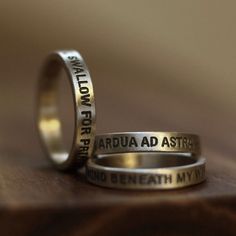 machine engraved 925 silver letter ring, engrave name or special date, proverbs, prayer, etc. by StudioS71 on Etsy https://www.etsy.com/listing/228588270/machine-engraved-925-silver-letter-ring Word Ring, Ring Name, Engraved Ring, Letter Ring, Stackable Rings, Things To Buy, Proverbs, Personalized Jewelry, 925 Silver