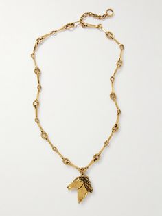 Chemena Kamali's debut collection for Chloé's was full of equestrian references, inspired by the house's archives. This necklace is made from gold-tone metal with a chunky horsebit chain and a horse-head pendant, which also opens to a small compartment. Net A Porter Gold Necklace, Chloe Jewelry, Horse Necklace, Gold Tone Necklace, Horse Head, Bracelets And Charms, Fashion Jewelry Necklaces, Jewelry Tutorials, Gold Tone Metal