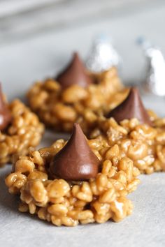 no bake peanut butter kiss cookies with chocolate on top