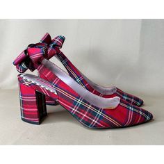 Betsey Johnson Red Plaid Sling Back Block Heels 6m Size 6 Msrp 119 Great Used Condition - See Photos. About Us - We Are Friends Who Love To Cruise And Are Bringing You The Great Deals For Your Upcoming Summer, Vacation And Cruise Or Heck Even For Everyday. You Will Find Nwt, New, Vintage And Gently Used Items. We Hope You Enjoy Your Shopping Experience. Please Send Reasonable Offers And Have A Great Day. The Cruisequeens. Plaid Shoes Heels, Christmas Party Shoes, Beauty Closet, Pointed Loafers, Yellow Snake, Plaid Shoes, Shoes Trendy, Rhinestone Flats, Betsey Johnson Shoes