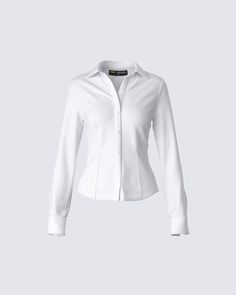 Sleek, clean, and versatile 🤍 This white top made from poplin fabric, and complete with a button down style and fitted silhouette, is a chic option for either your 9-5 or your 5-9 😚 White Poplin Shirt, Clothing Png, Black Pleated Mini Skirt, Png Clothes, Future Of Fashion, Welcome To The Future, Hot Girl Summer, White Long Sleeve Shirt, Sequin Mini Skirts