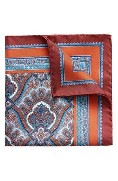 Rich, intricate paisley defines an Italian pocket square cut from textured silk. 100% silk Dry clean Made in Italy Formal Silk Scarf With Paisley Print, Formal Paisley Print Silk Scarf, Formal Rectangular Silk Scarf, Elegant Multicolor Rectangular Pocket Square, Elegant Rectangular Brown Silk Scarf, Elegant Brown Rectangular Silk Scarf, Pocket Square Styles, Formal Accessories, Live In Style