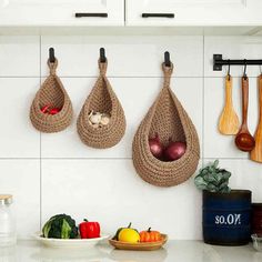 the kitchen counter is clean and ready to be used as a storage area for vegetables