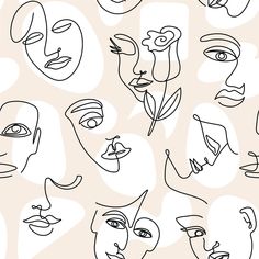 Line Drawing Face Wallpaper Removable Wallpaper EazzyWalls Sample: 6''W x 9''H Smooth Vinyl Line Drawing Face, Line Wallpaper, Face Wallpaper, Drawing Face, All Wallpaper, Boho Wallpaper, Lines Wallpaper, Drawing Wallpaper, Face Lines