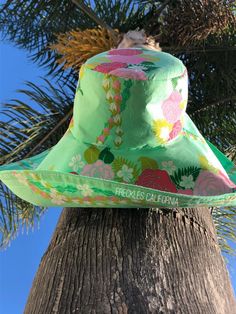 Mint Green Wide Brim Hat, Tropical Print Spring Sunhat, Gift for Her, Vacation Hat with Large Brim a Hot Pink Hat, Vacation Hat, Pastel Mint Green, Wide Brim Sun Hat, Pastel Mint, Ultra Wide, Sun Hats For Women, Pink Floral Print, Cute Hats