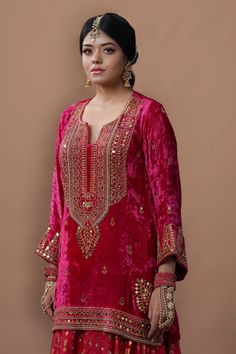 Kurta And Lehenga, Lehenga Silk, Velvet Kurta, Pakistani Bridal Dress, Velvet Lehenga, New Embroidery Designs, Indo Western Dress, Saree Blouse Patterns