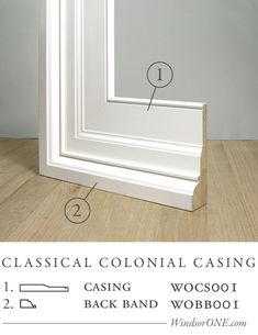 the diagram shows how to install an interior door frame with wood flooring and trim