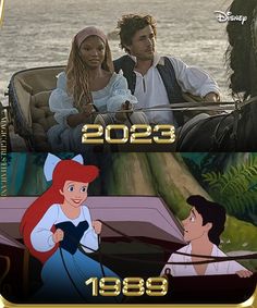 the same scene from disney's animated film, which is being compared to each other