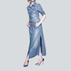 Welcome to the 2023 Spring-Summer Collection! Step into the spotlight with our light wash long denim dress. 90s style ââ‚?the perfect combination of classic and modern style. Perfect for those effortless summer days. this dress will make you look and feel like a trend-setter! Why You'll Love ItThis classic denim dress is designed to be a statement-maker. both comfortable and chic. With its light wash and subtle distressed detailing. it's the perfect balance of nostalgia and modernity. The long l Light Wash Relaxed Fit Denim Dress, Relaxed Fit Light Wash Denim Dress, Light Wash Denim Dress With Relaxed Fit, Medium Wash Denim Midi Dress With Short Sleeves, Light Blue Long Sleeve Denim Dress For Summer, Blue Washed Denim Midi Dress, Blue Washed Midi Denim Dress, Blue Washed Midi Length Denim Dress, Denim Blue Short Sleeve Midi Dress