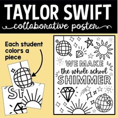 the taylor swift collaboration poster is shown in black and white, with an image of a globe