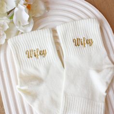 🧡 Would you like to have custom wedding socks accompany you on your summer wedding day like a Princess Bride? 👰 Now with ankle model options for summer weddings! 😍 💍 PRODUCT FEATURES: These custom embroidered socks are made of 80% cotton and 20% spandex material. It is washed and the toe is seamless.  🧦 Socks made of high-quality cotton fabric are compatible in sizes;       🌟 US: 35-42      🌟 EU: 5-11 💙HOW TO ORDER: First, please choose your socks! Then select the text you desire; "Bride Customizable White Socks For Gifts, Customizable White Socks As Gift, Customizable White Socks For Gift, Personalized White Socks Gift, Bridesmaid Socks, Wedding Accessories For Bride, Embroidered Socks, Personalized Engagement Gifts, Wedding Socks