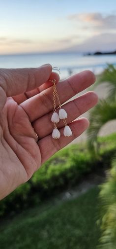 Pikake Flower Earrings 14K Gold Filled White Pikake Flower made if Coral Handmade in Lahaina, Hawaii Mahalo Hawaii Earrings, Pikake Flower, Lahaina Hawaii, Hawaiian Gifts, Flower Earrings Gold, Closet Inspiration, Mother Pearl, Flower Making, Flower Earrings