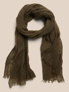 Soft and warm, this lightweight scarf is crafted from fine wool, specially woven for a gauzy finish with a crinkled texture, and rustic, raw edges.  Layer it expertly on your traveler, whether remote or routine.  Length: 70" (177. 8cm) Width: 30" (76 Narrow Wool Scarf, Cottagecore Scarf, Wool Knit Scarf, Dark Acadamia, Edgar Allen, Travel Scarf, Lightweight Scarf, Face Coverings, Wool Scarf