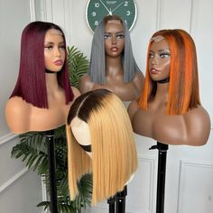 Wig Cap Hairstyles, Weaving Hairstyles For Natural Hair, Closure Wig Hairstyles, Bone Straight Wig, Colourful Wigs, Coloured Wigs, Drawn Hair, Natural Straight Hair, Raw Indian Hair