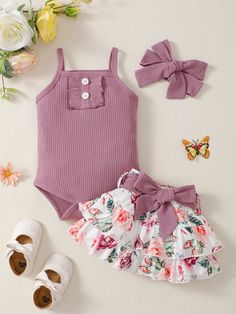 Summer Baby Girl Outfits, Boho Baby Girl Clothes, Belted Skirt, Sewing Baby Clothes, Summer Baby Clothes, Trendy Baby Clothes, Cami Bodysuit