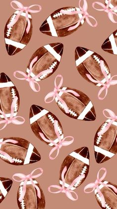 an image of a pattern with footballs on pink and brown background for wallpaper