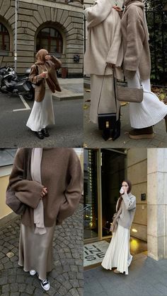 Outfit With Beige Skirt, Brown Modest Outfit, Ivory Skirt Outfit, Rich Hijabi Aesthetic, Hijabi Elegant Outfits, Muslim Skirt Outfit, Elegant Hijabi Outfits, Beige Long Skirt Outfit, Beige Skirt Outfits