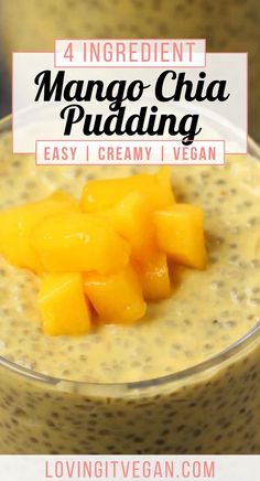 mango chia pudding in a glass with text overlay