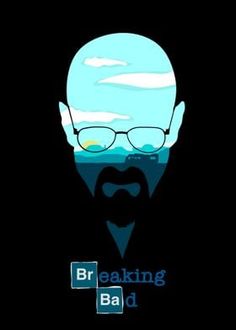 a man with glasses and a beard in front of a black background that says breaking bad