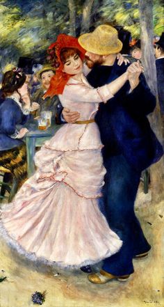 a painting of a man and woman dancing in front of a group of other people