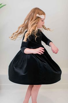 Black Velvet Twirl Dress - Mila & Rose ® Pageant Shoes, Mila Rose, Tuxedo Accessories, Girls Dress Outfits, Toddler Flower Girl Dresses, Infant Flower Girl Dress, Tea Party Dress, Baby Christmas Outfit