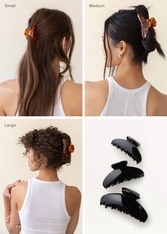 Curated with simplicity in mind, the Demi Clip promises a headache-free hold with a petite body and soft curves that won’t crease your locks. Crafted from Cellulose Acetate, the Demi Clip offers a premium feel and lasting durability, setting it apart from standard plastic claw clips — unique acetate designed exclusively by our team. Tortoise Hair Clip, Claw Clip For Thick Hair, Clip For Thick Hair, Tortoise Hair, Coily Hair, Cellulose Acetate, Claw Clips, Silk Pillowcase, Thick Hair